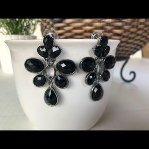 Women Large Black Chandelier Earrings